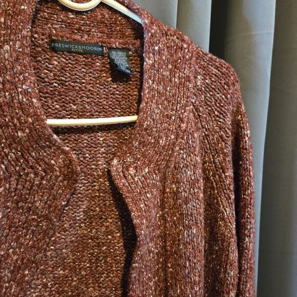 Preswick & Moore Maroon Open Front Sweater Cardigan, Size PXL - Picture 2 of 5